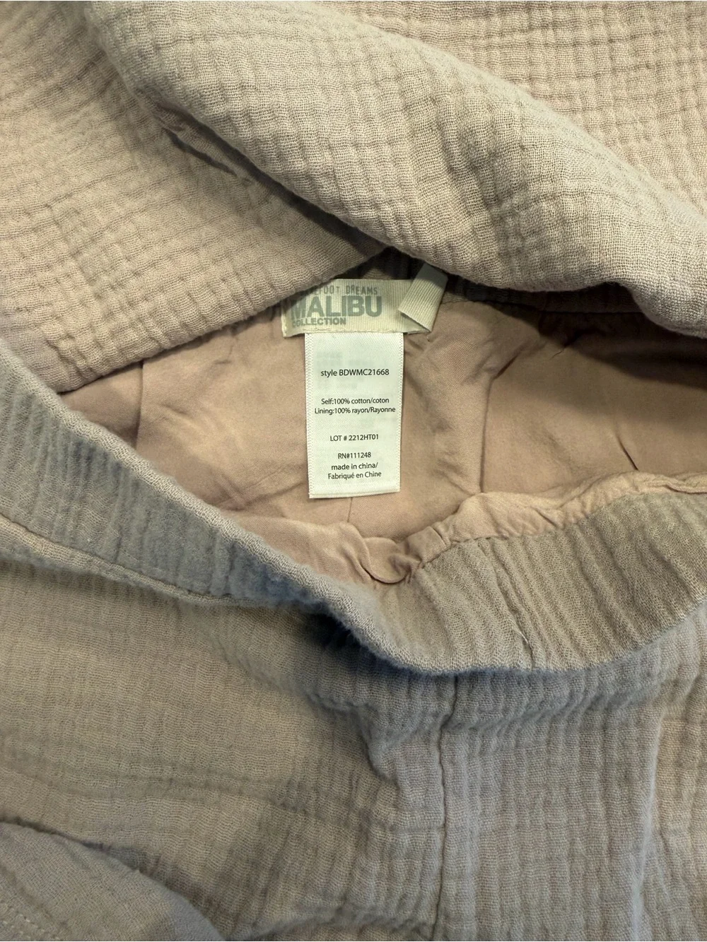 Barefoot Dreams Mauve 100% Cotton Crinkle Tee & Short Set-NWT - Picture 7 of 14